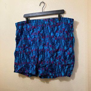 Vintage Dossier Men's Blue Geometric Nylon Lined Swim Trunks Shorts Size XL